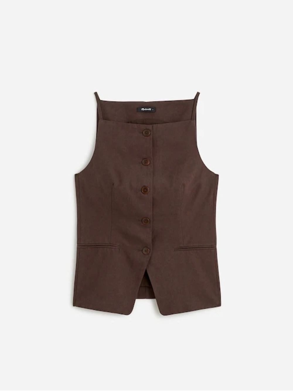 Madewell Square-Neck Vest in Drapey Twill Size 4 Dark Carob